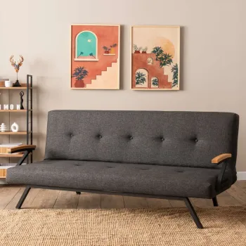 Canapea extensibila cu 3 locuri, Futon, 859FTN2906, Metal , Gri inchis imagine