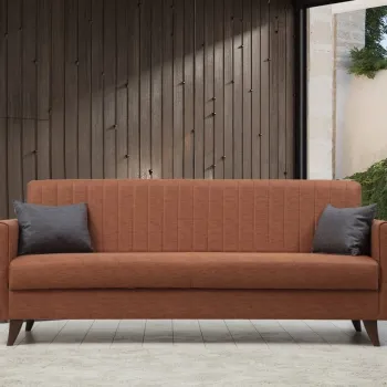 Canapea extensibila cu 3 locuri, Misty, 730MST1203, Cadru: METAL/LEMN, Caramiziu imagine