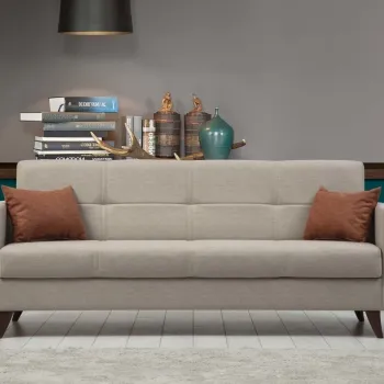 Canapea extensibila cu 3 locuri, Misty, 730MST1206, Cadru: METAL/LEMN, Bej imagine