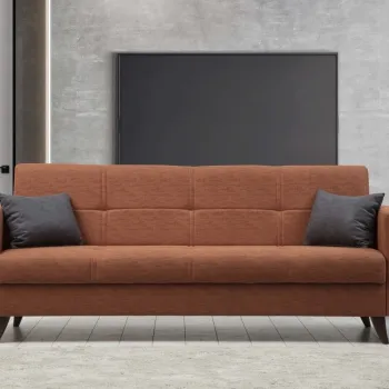 Canapea extensibila cu 3 locuri, Misty, 730MST1207, Cadru: METAL/LEMN, Caramiziu imagine