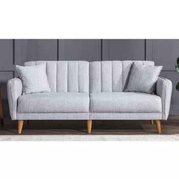 Canapea extensibila cu 3 locuri, Unique Design, 867UNQ1313, Lemn de carpen / Metal, Gri imagine