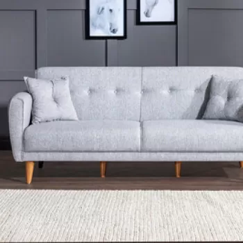 Canapea extensibila cu 3 locuri, Unique Design, 867UNQ1324, Lemn de carpen, Gri imagine