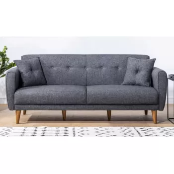 Canapea extensibila cu 3 locuri, Unique Design, 867UNQ1326, Lemn de carpen, Gri inchis imagine