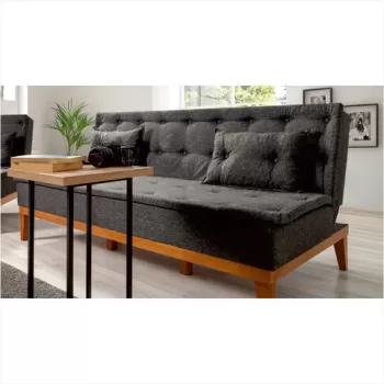 Canapea extensibila cu 3 locuri, Unique Design, 867UNQ1333, Lemn de carpen, Antracit imagine