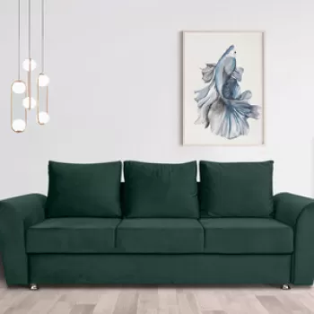 Canapea extensibila Ferrara, 232x97x75 cm, cu lada de depozitare, Green imagine