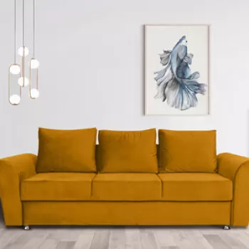 Canapea extensibila Ferrara, 232x97x75 cm, cu lada de depozitare, Mustard imagine