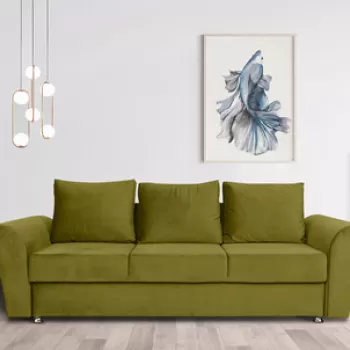 Canapea extensibila Ferrara, 232x97x75 cm, cu lada de depozitare, Olive imagine