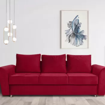 Canapea extensibila Ferrara, 232x97x75 cm, cu lada de depozitare, Rosu imagine