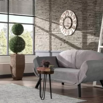 Canapea extensibila Genzo, Futon, 2 locuri, 177x81x87 cm, metal, gri imagine