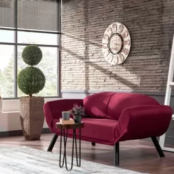 Canapea extensibila Genzo, Futon, 2 locuri, 177x81x87 cm, metal, maroon imagine