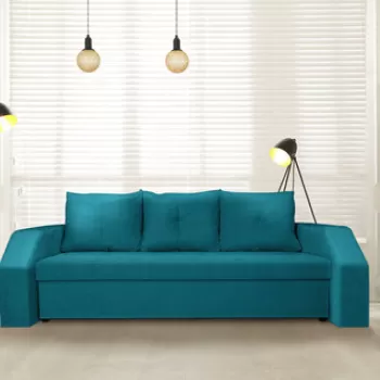 Canapea extensibila Marbella 230x93x77 cm, cu lada de depozitare, albastru turcoaz imagine