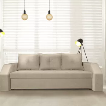 Canapea extensibila Marbella 230x93x77 cm, cu lada de depozitare, bej camel imagine