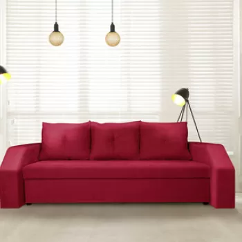 Canapea extensibila Marbella 230x93x77 cm, cu lada de depozitare, rosu imagine