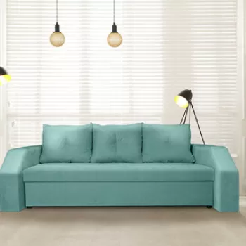 Canapea extensibila Marbella 230x93x77 cm, cu lada de depozitare, verde mint imagine