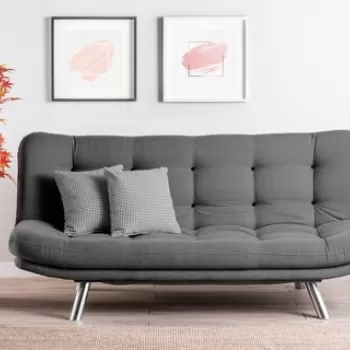 Canapea extensibila Misa Sofabed, Futon, 3 locuri, 198x128 cm, metal, gri imagine
