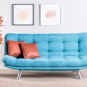 Canapea extensibila Misa Sofabed, Futon, 3 locuri, 198x128 cm, metal, turcoaz imagine