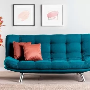 Canapea extensibila Misa Sofabed, Futon, 3 locuri, 198x128 cm, metal, verde petrol imagine