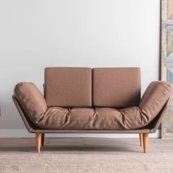 Canapea extensibila Nina Daybed, Futon, 3 locuri, 200x70 cm, metal, maro dechis imagine