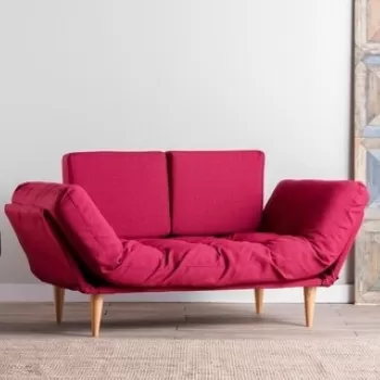 Canapea extensibila Nina Daybed, Futon, 3 locuri, 200x70 cm, metal, rosu inchis imagine