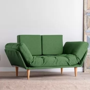 Canapea extensibila Nina Daybed, Futon, 3 locuri, 200x70 cm, metal, verde imagine