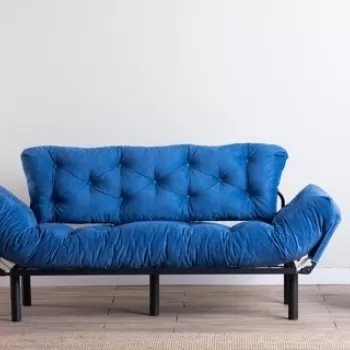 Canapea extensibila Nitta Triple, Futon, 3 locuri, 225x70 cm, metal, albastru imagine
