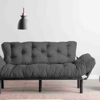 Canapea extensibila Nitta Triple, Futon, 3 locuri, 225x70 cm, metal, gri imagine