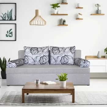 Canapea extensibila Odessa 185x85x80 cm, cu lada de depozitare, Grey Flower imagine