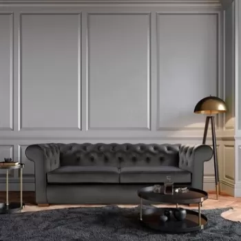 Canapea extensibila Oxford Chesterfield, 88x216x75 cm, 3 locuri, Antracit imagine