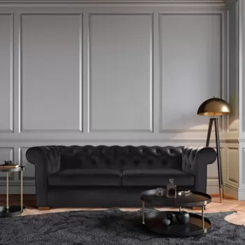 Canapea extensibila Oxford Chesterfield, 88x216x75 cm, 3 locuri, Graphite imagine