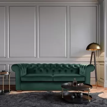 Canapea extensibila Oxford Chesterfield, 88x216x75 cm, 3 locuri, Green imagine