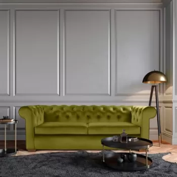 Canapea extensibila Oxford Chesterfield, 88x216x75 cm, 3 locuri, Olive imagine