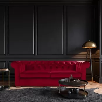 Canapea extensibila Oxford Chesterfield, 88x216x75 cm, 3 locuri, Red imagine