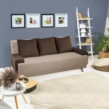 Canapea Extensibila Roma Beige Dark Chocolate 205x90x86 cm + lada de depozitare imagine