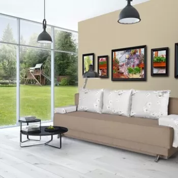 Canapea Extensibila Roma Cappuccino Daisies Flower 205x90x86 cm + lada de depozitare imagine