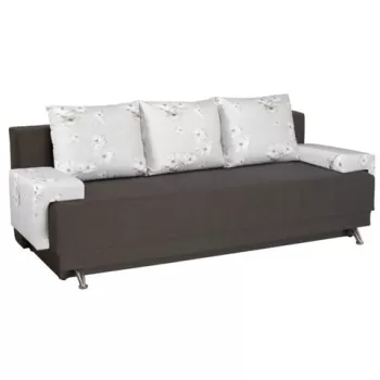 Canapea Extensibila Roma Dark Chocolate Daisies Flower 205x90x86 cm + lada de depozitare, maro/bej imagine