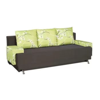 Canapea Extensibila Roma Dark Chocolate Jasmine Flower 205x90x86 cm + lada de depozitare, maro/verde imagine