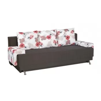 Canapea Extensibila Roma Dark Chocolate Roses Flower 205x90x86 cm + lada de depozitare, maro/rosu imagine