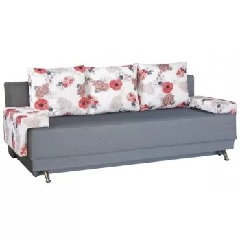 Canapea Extensibila Roma Grey Roses Flower 205x90x86 cm, cu lada de depozitare imagine