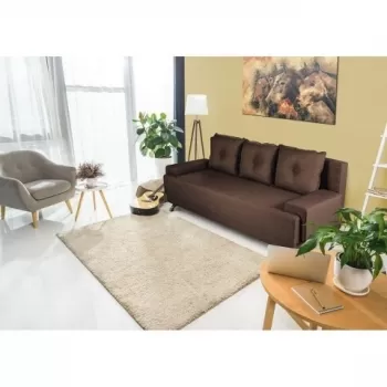 Canapea Extensibila Roma Lux Dark Chocolate 205x90x86 cm + lada de depozitare, maro imagine