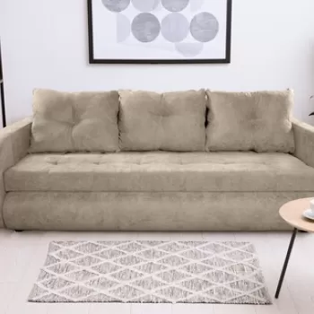 Canapea extensibila Siena, 230x97x78 cm, cu lada de depozitare, Bej imagine