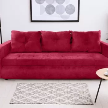 Canapea extensibila Siena, 230x97x78 cm, cu lada de depozitare, Rosu imagine