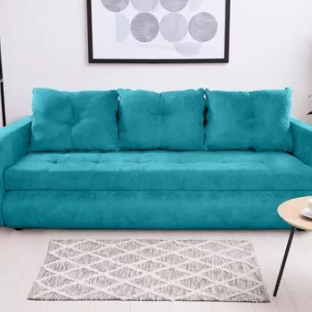 Canapea extensibila Siena, 230x97x78 cm, cu lada de depozitare, Turcoaz imagine