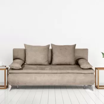 Canapea extensibila Sofie, cu lada pentru depozitare, 3 locuri, 203x92x86 cm, Bej imagine