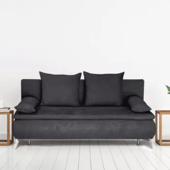 Canapea extensibila Sofie, cu lada pentru depozitare, 3 locuri, 203x92x86 cm, Graphite imagine