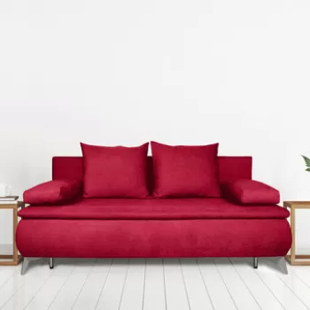 Canapea extensibila Sofie, cu lada pentru depozitare, 3 locuri, 203x92x86 cm, Rosu imagine