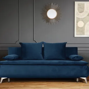 Canapea extensibila Sofie Lux, 203x92x86 cm, 3 locuri, lada pentru depozitare, Albastru navy imagine