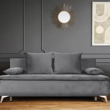 Canapea extensibila Sofie Lux, 203x92x86 cm, 3 locuri, lada pentru depozitare, Gri antracit imagine