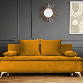 Canapea extensibila Sofie Lux, 203x92x86 cm, 3 locuri, lada pentru depozitare, mustard imagine