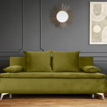 Canapea extensibila Sofie Lux, 203x92x86 cm, 3 locuri, lada pentru depozitare, Olive imagine