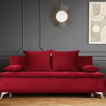 Canapea extensibila Sofie Lux, 203x92x86 cm, 3 locuri, lada pentru depozitare, Rosu imagine